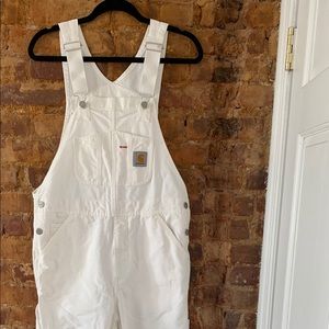 White Carhartt overalls